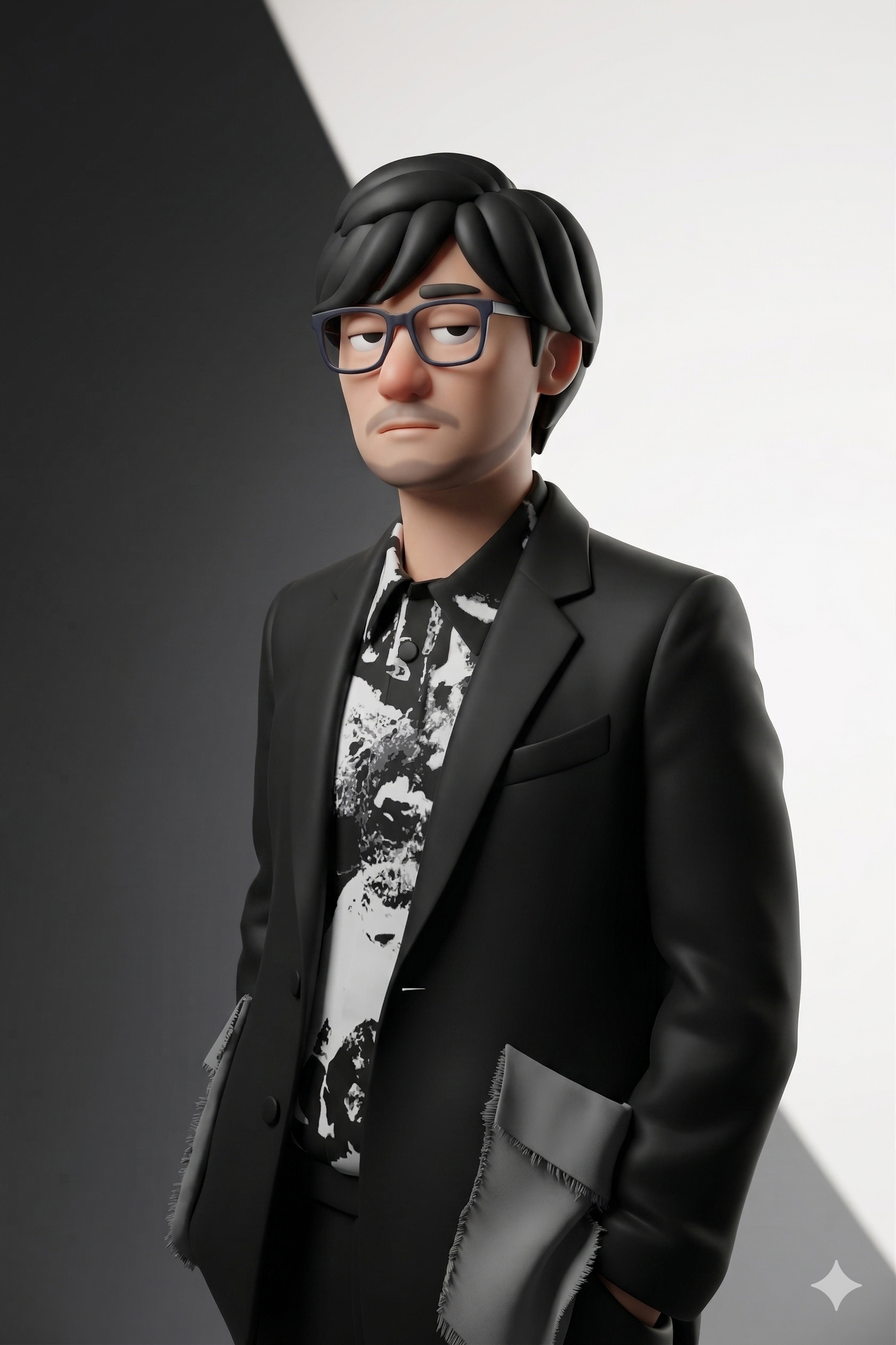 画像を気怠げなミニマル3Dキャラクターに変換するプロンプト