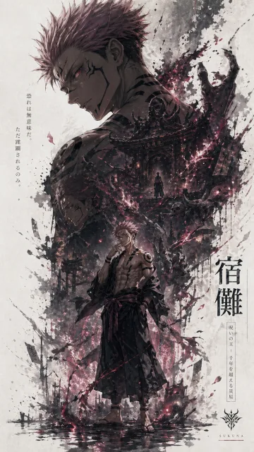 指定のキャラクターを特大シルエット×二重露光コラージュで描く縦型映画風ポスター