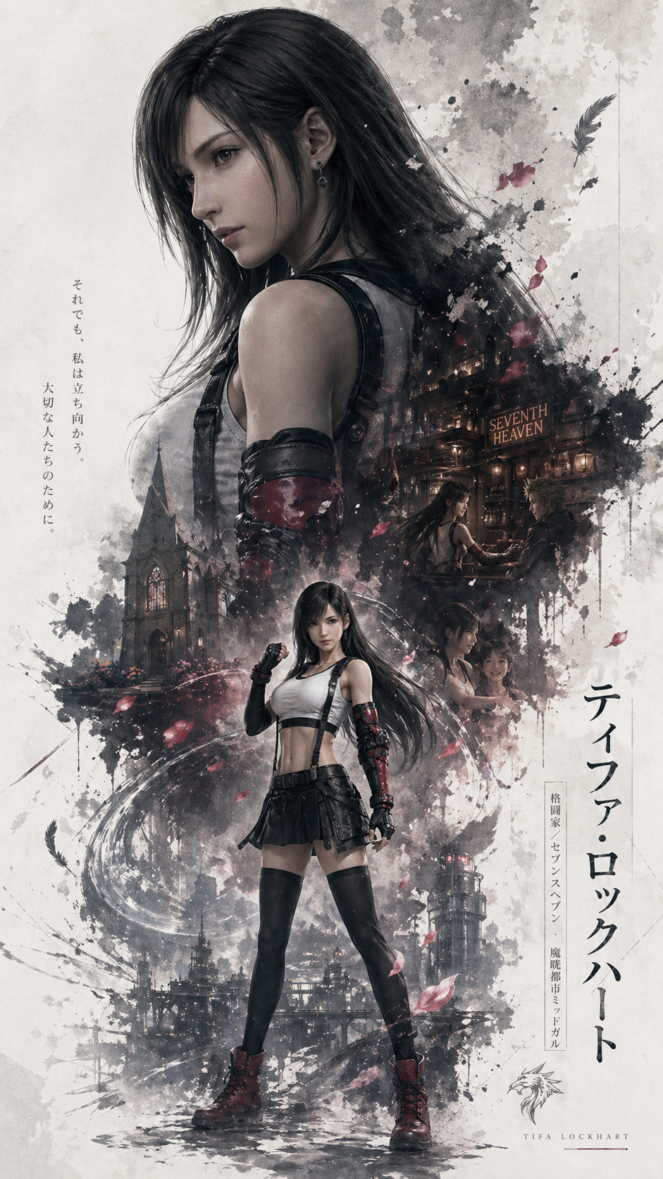 指定のキャラクターを特大シルエット×二重露光コラージュで描く縦型映画風ポスター