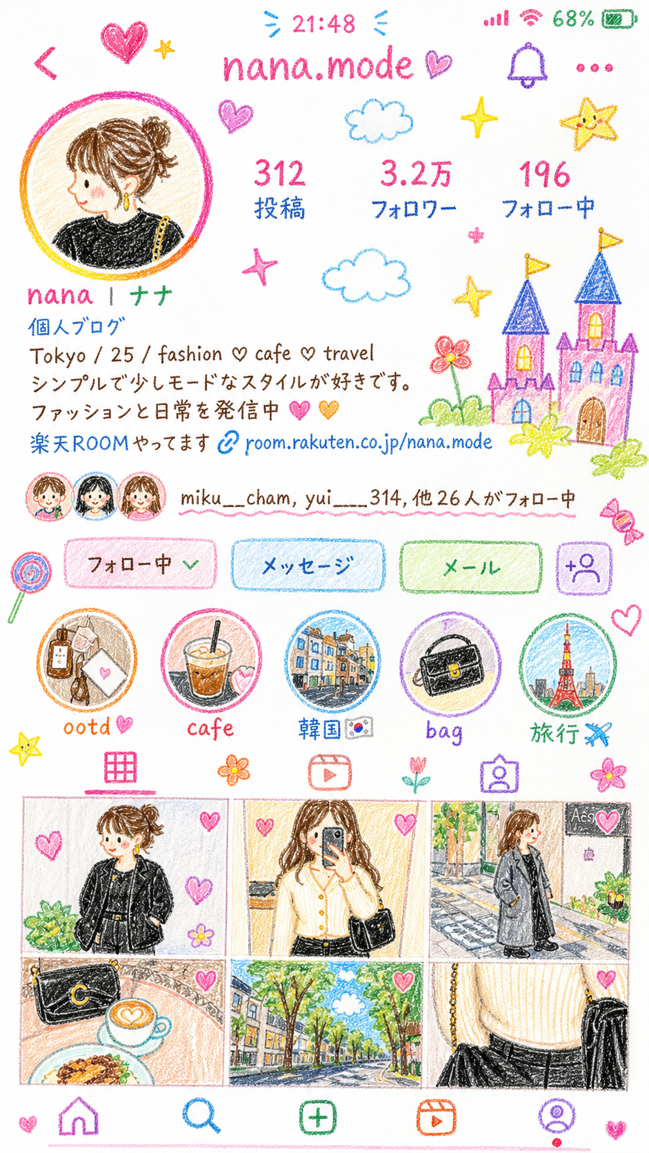 写真を10歳の子供が描いたような可愛いクレヨン画に変換するプロンプト