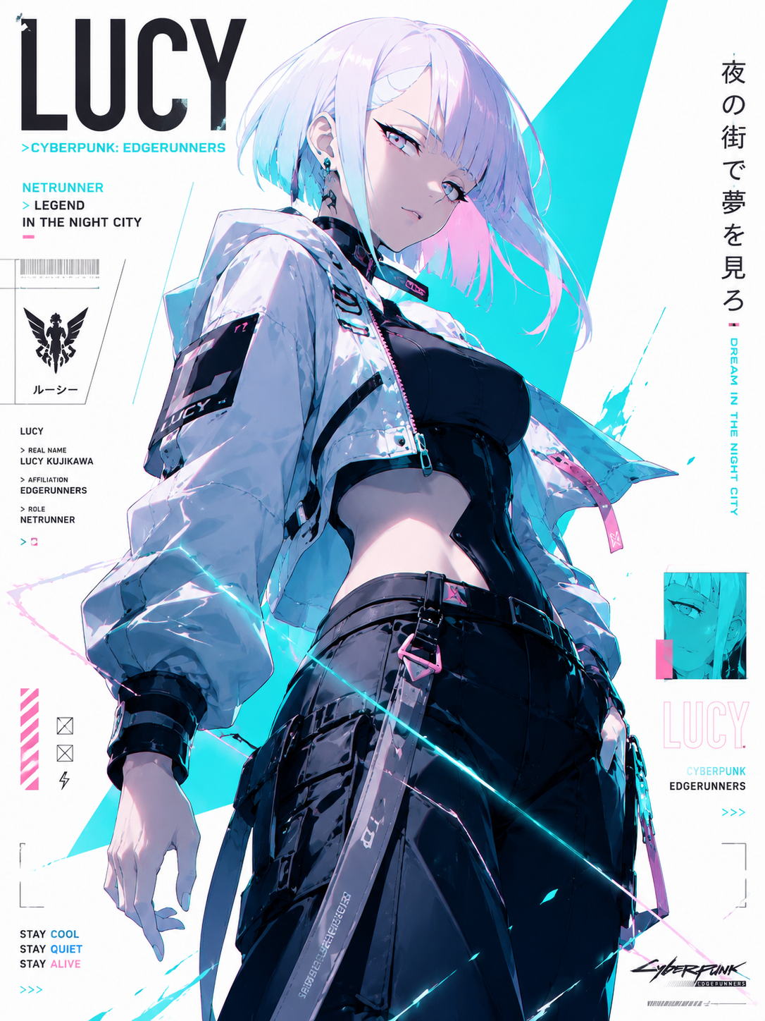 好きなキャラと作品名で描くグラフィカルなストリートウェア風ポスタープロンプト
