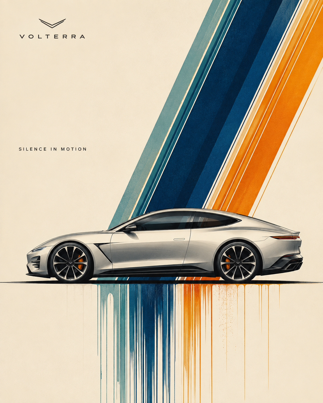 スピードラインで描くモダンな自動車ポスター