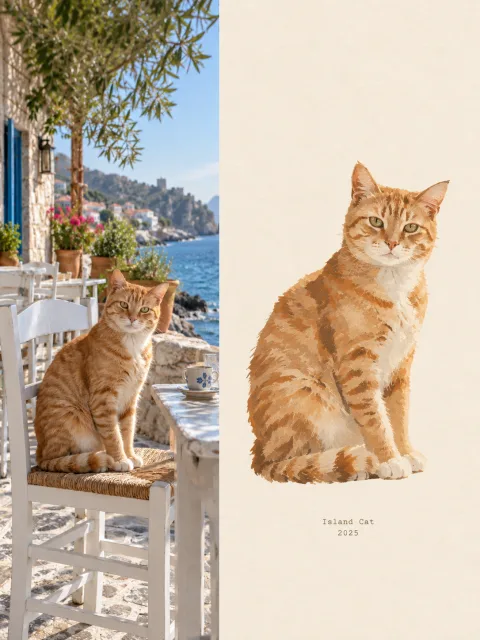 写真を実写と絵の具アートの分割ポスターにする画像生成プロンプト
